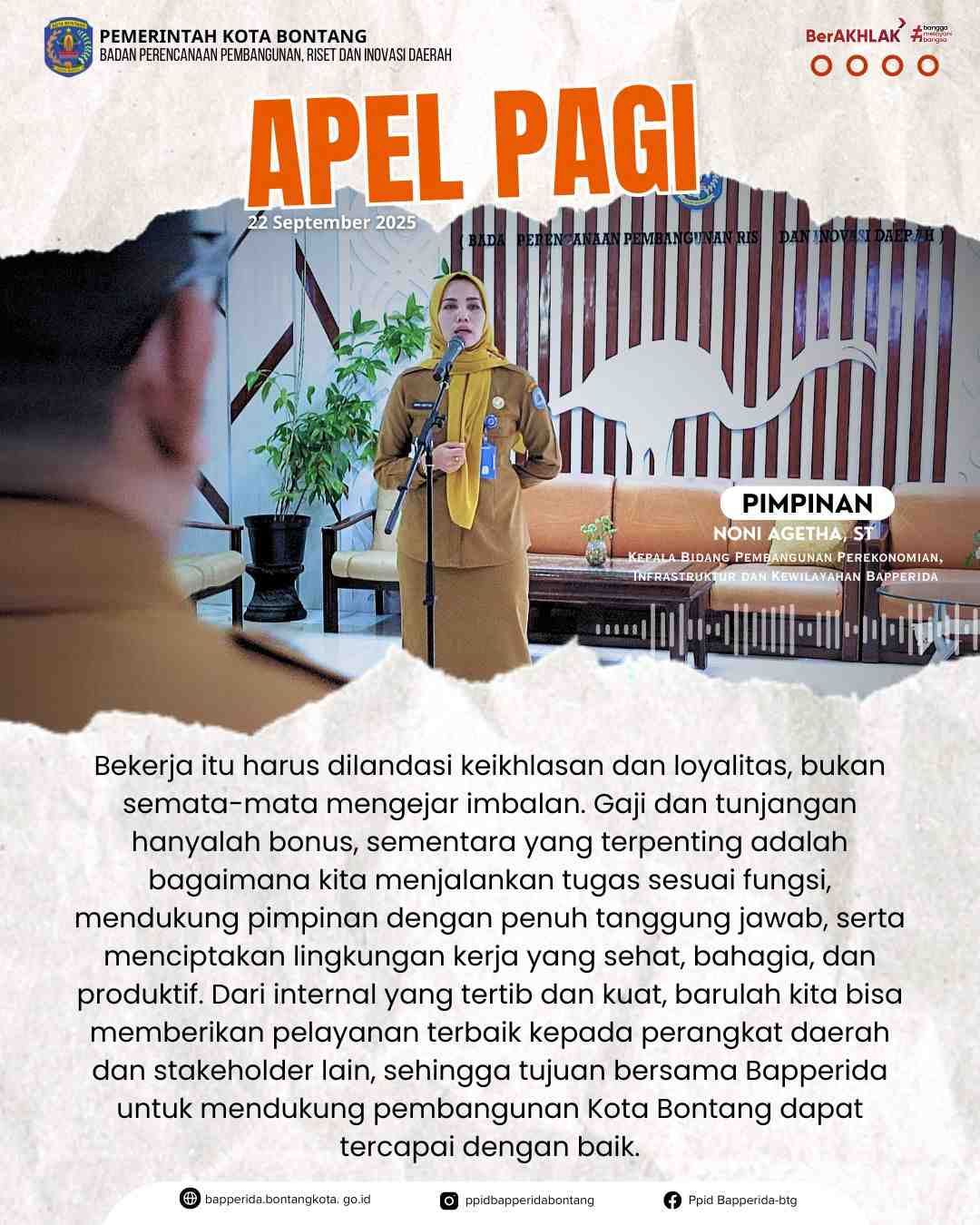 Apel Pagi di Lingkungan Badan Perencanaan Pembangunan, Riset dan Inovasi Daerah (BAPPERIDA) Kota Bontang